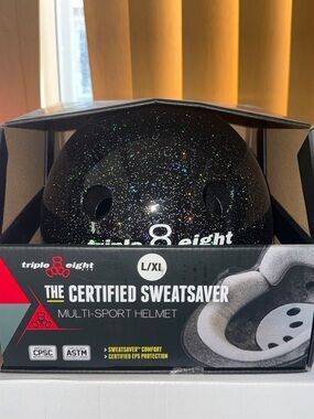 Triple 8 Eight Rollerskating roller skate helmet NEW black glitter sports l/xl